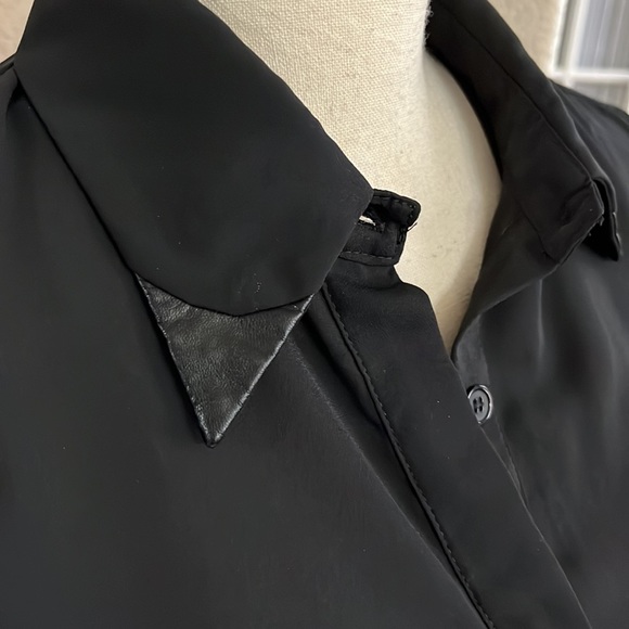 Forever 21 black sheer button down HiLo top - Picture 6 of 17